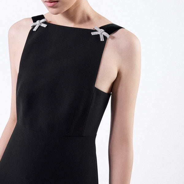 Embroidered cady mini-dress