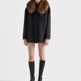 Single-breasted double cashwool caban jacket