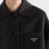Single-breasted double cashwool caban jacket
