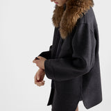 Single-breasted double cashwool caban jacket