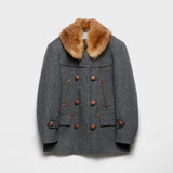 Double-breasted chevron peacoat