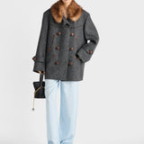 Double-breasted chevron peacoat