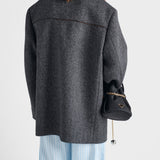 Double-breasted chevron peacoat