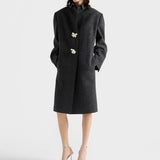 Shetland wool coat with jewel buttons