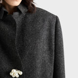 Shetland wool coat with jewel buttons