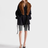 Single-breasted double velour caban jacket