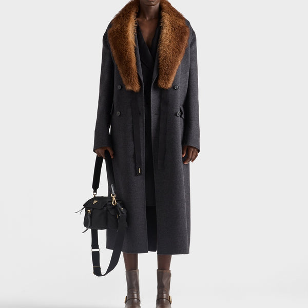 Double-breasted double cashwool coat