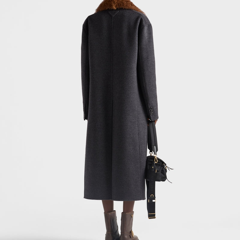 Double-breasted double cashwool coat