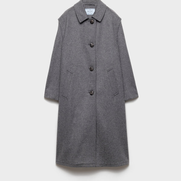 Single-breasted double loden cloth coat