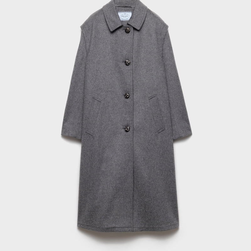 Single-breasted double loden cloth coat