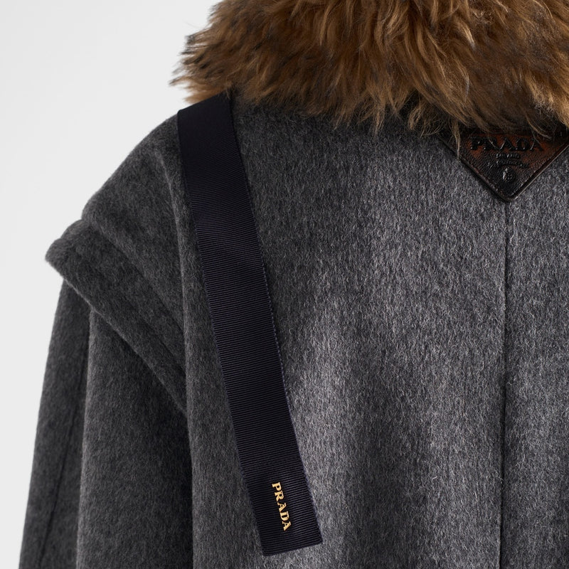 Single-breasted double loden cloth coat