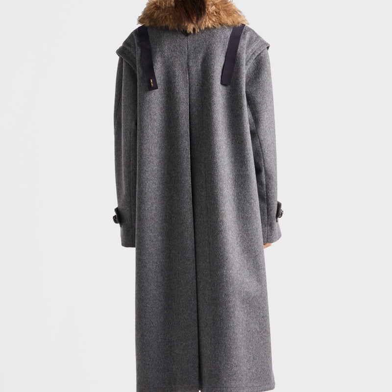 Single-breasted double loden cloth coat