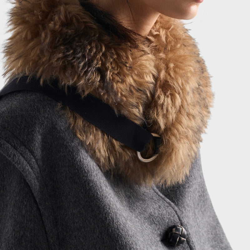 Single-breasted double loden cloth coat