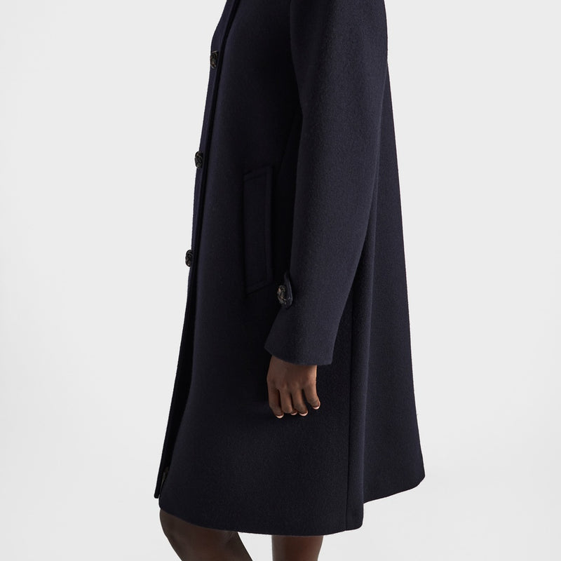 Single-breasted double loden coat
