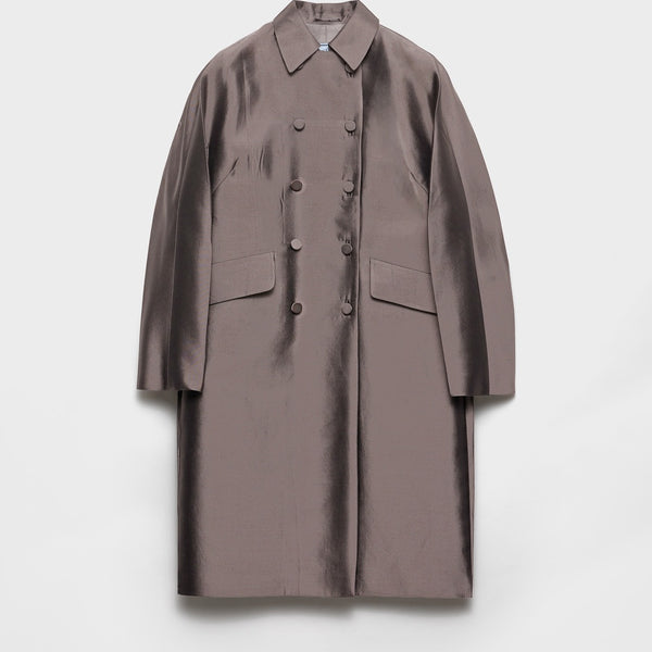Double-breasted wool and silk coat