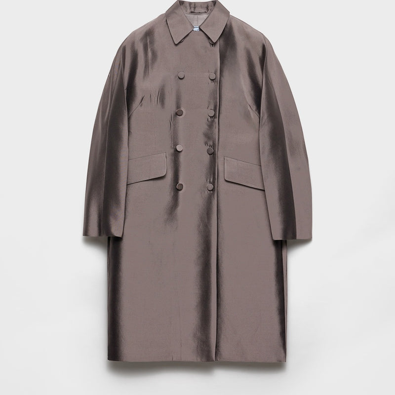Double-breasted wool and silk coat