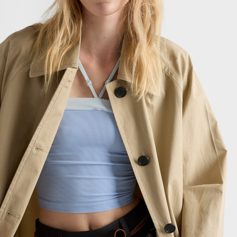 Single-breasted cotton canvas coat