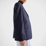 Single-breasted stretch poplin jacket