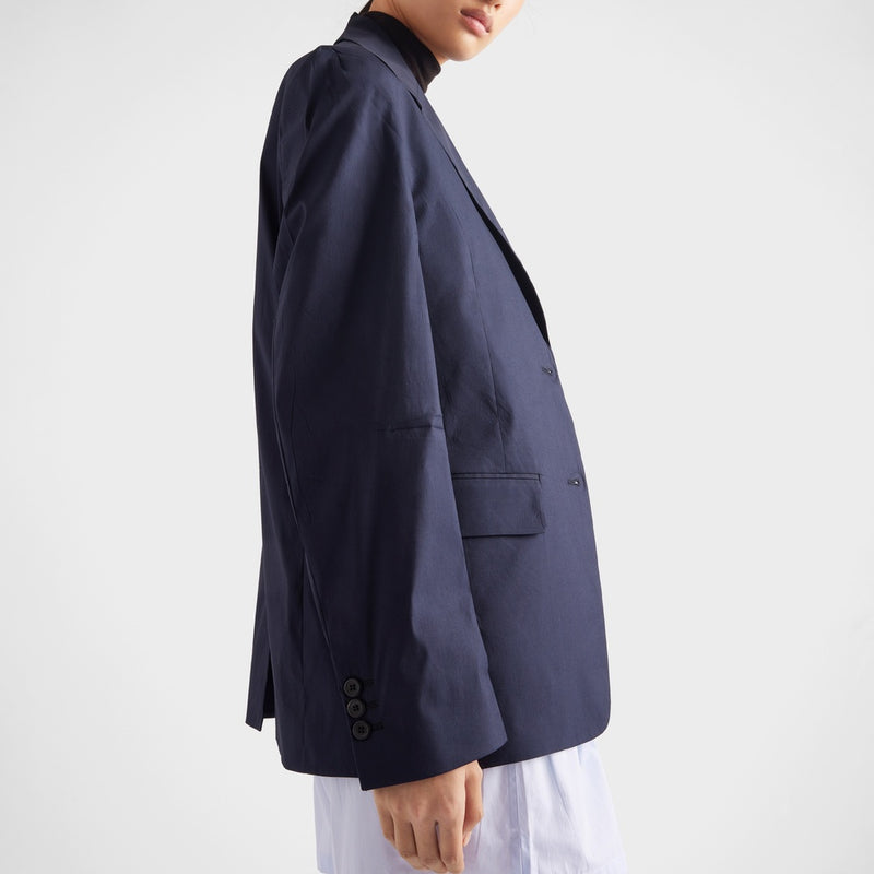 Single-breasted stretch poplin jacket