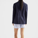 Single-breasted stretch poplin jacket