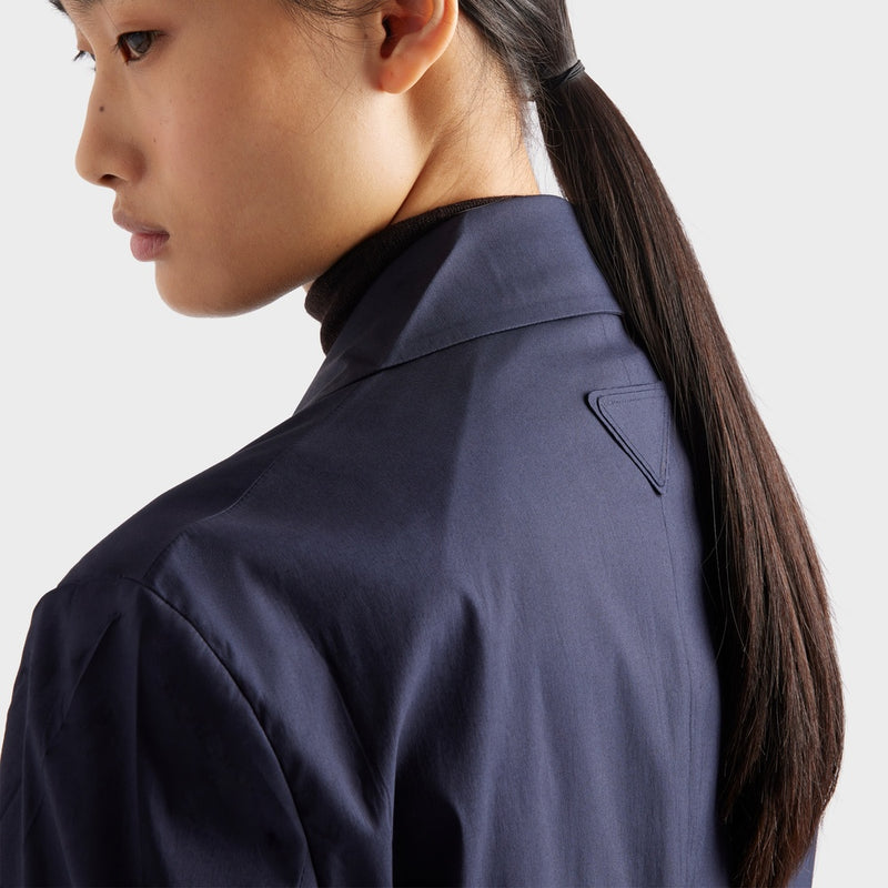 Single-breasted stretch poplin jacket