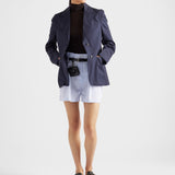 Single-breasted stretch poplin jacket