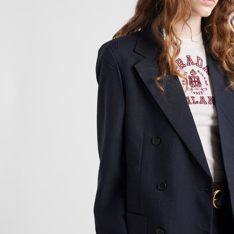 Double-breasted kid mohair jacket