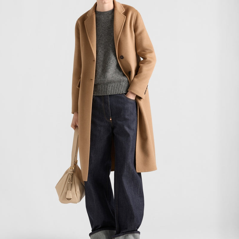 Single-breasted cashgora coat