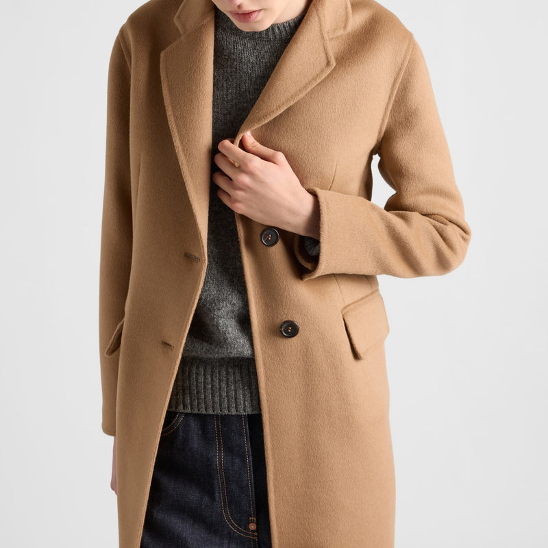 Single-breasted cashgora coat