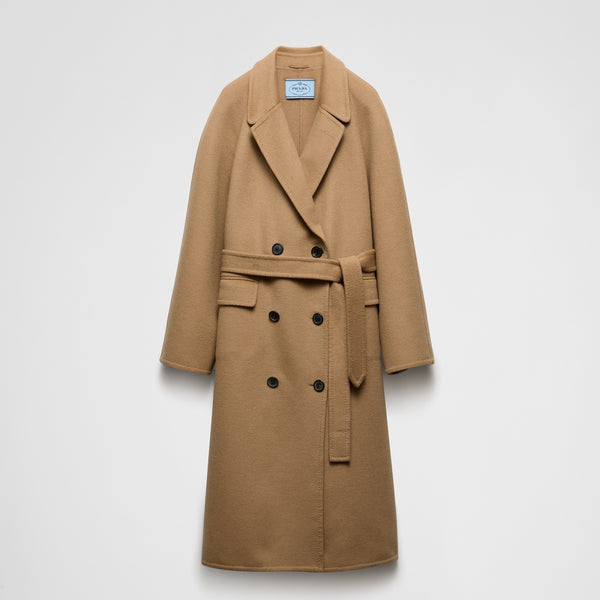Double-breasted cashgora coat