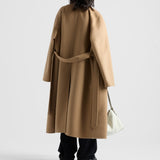 Double-breasted cashgora coat