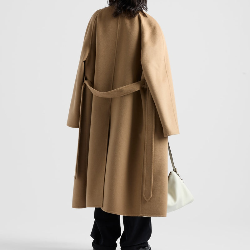 Double-breasted cashgora coat