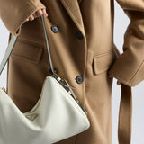 Double-breasted cashgora coat