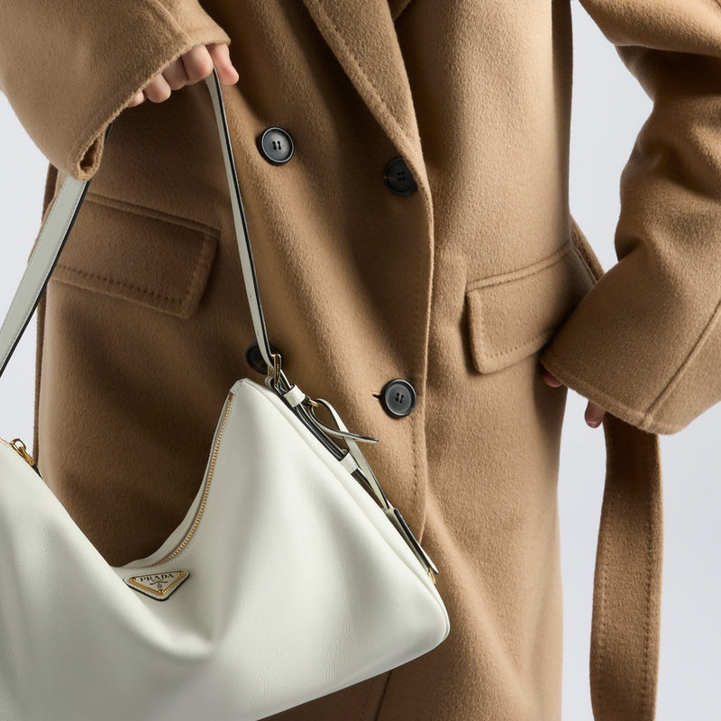 Double-breasted cashgora coat