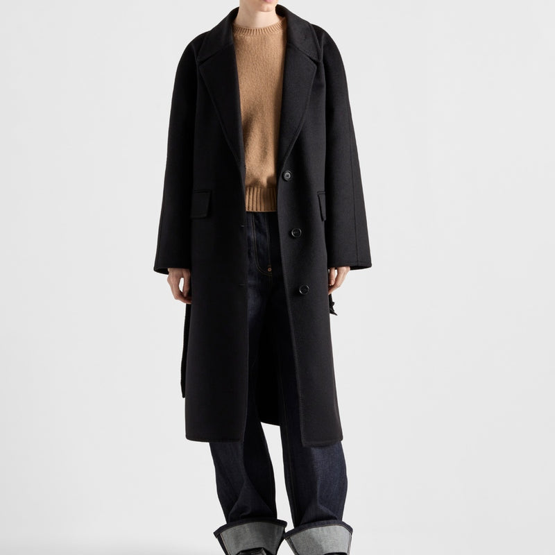 Single-breasted cashgora coat