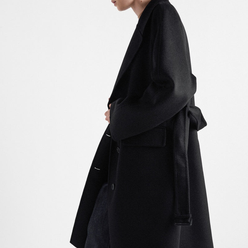 Single-breasted cashgora coat