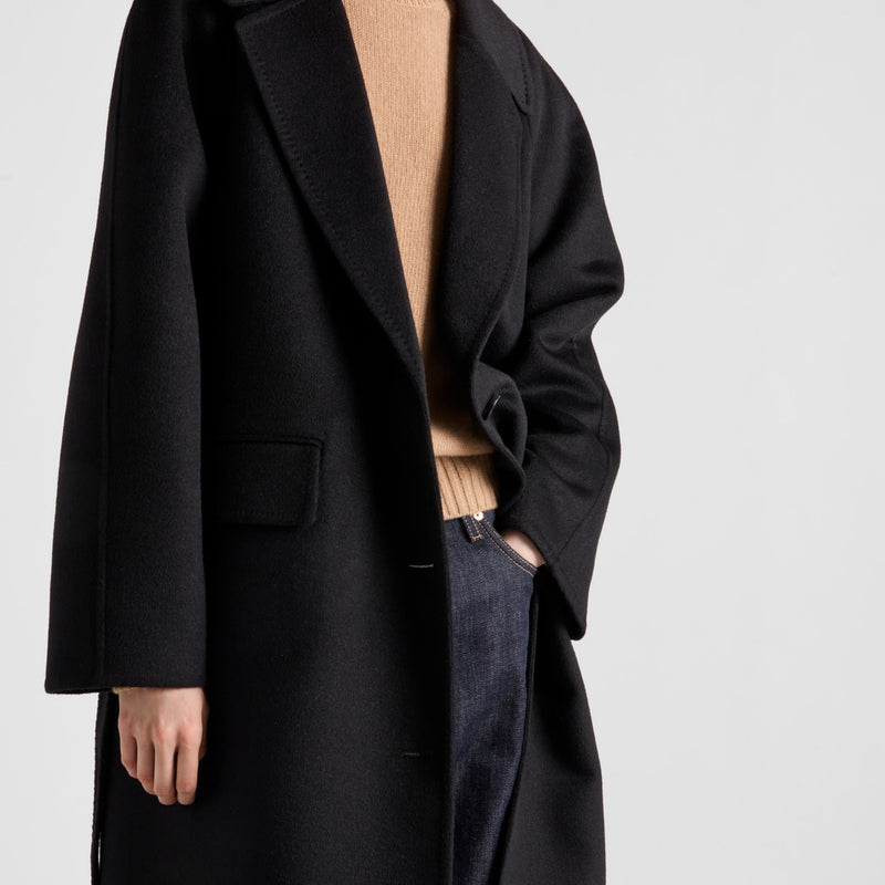 Single-breasted cashgora coat