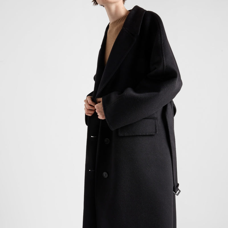 Single-breasted cashgora coat