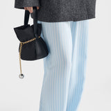 Striped silk pongé pants