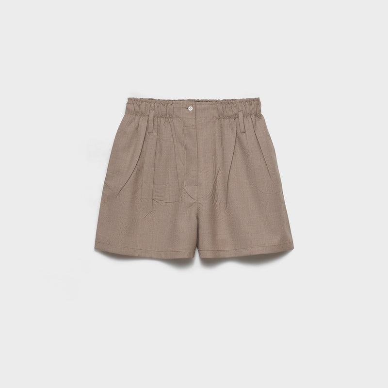 Mouliné wool shorts