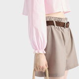 Mouliné wool shorts