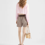 Mouliné wool shorts