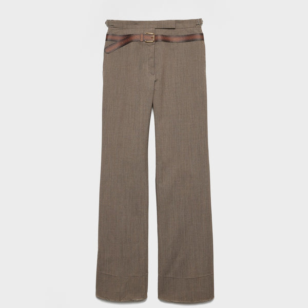 Technical wool pants with printed belt