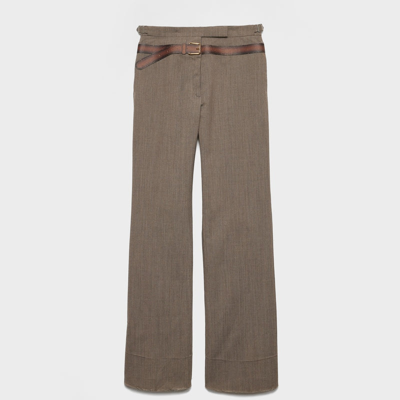 Technical wool pants with printed belt