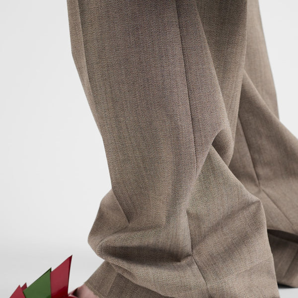 Technical wool pants with printed belt