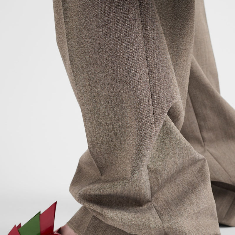 Technical wool pants with printed belt