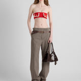 Technical wool pants with printed belt