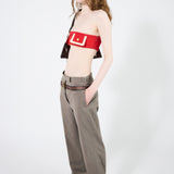 Technical wool pants with printed belt