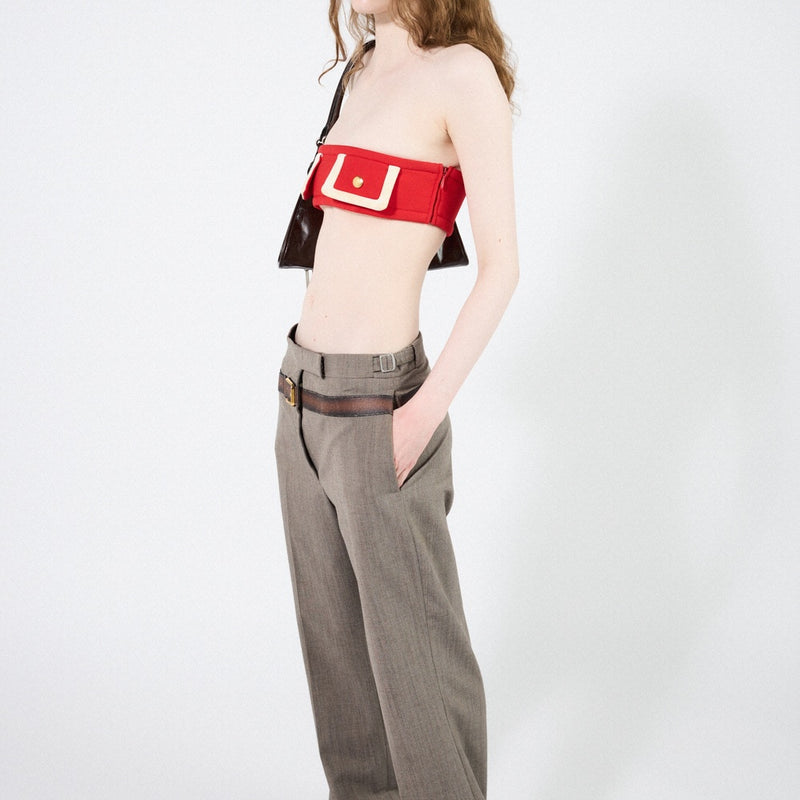 Technical wool pants with printed belt