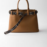 Prada Buckle large leather bag with studded belt